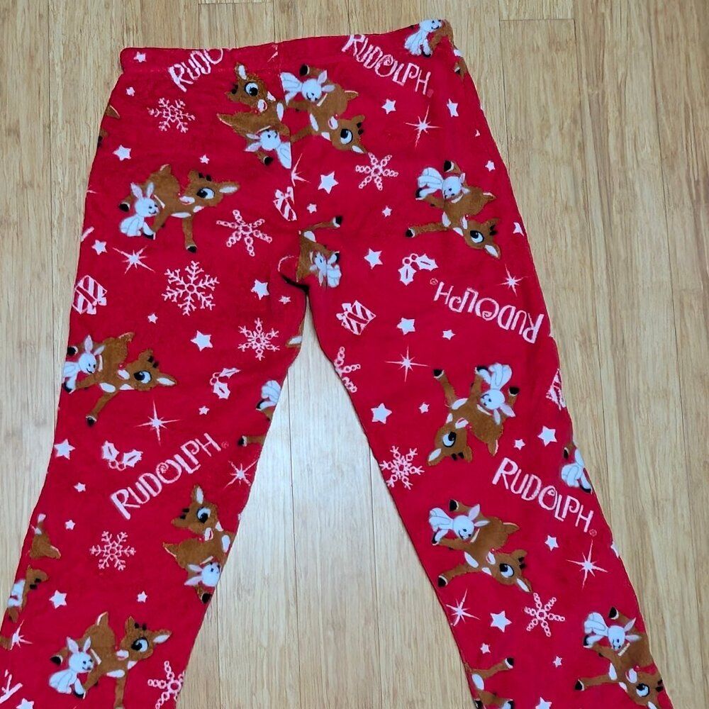 Rudolph The Red Nosed Reindeer Fuzzy Pajama Pants Size L - Picture 3 of 5